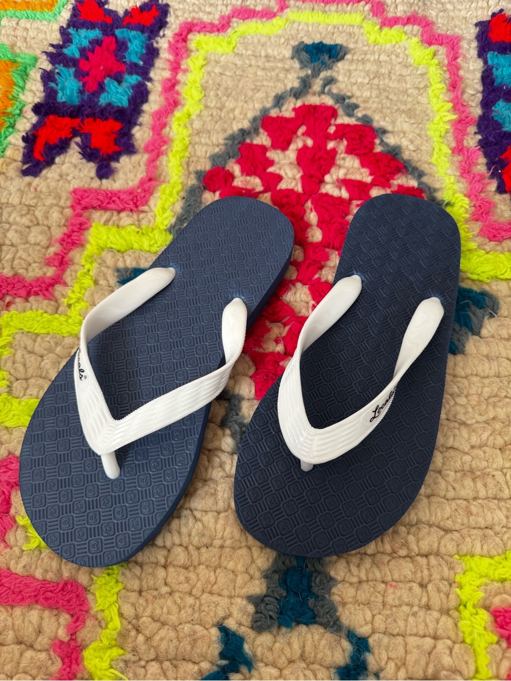 Locals Hawaiian Flip Flops‎ Navy White NWT Size 8